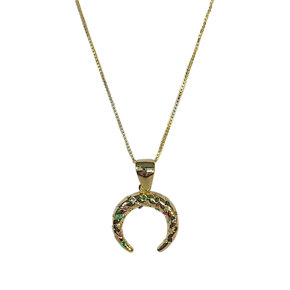 COGGIOLA - Collar Luna Invertida Circones Colores Enchapado Oro 18K