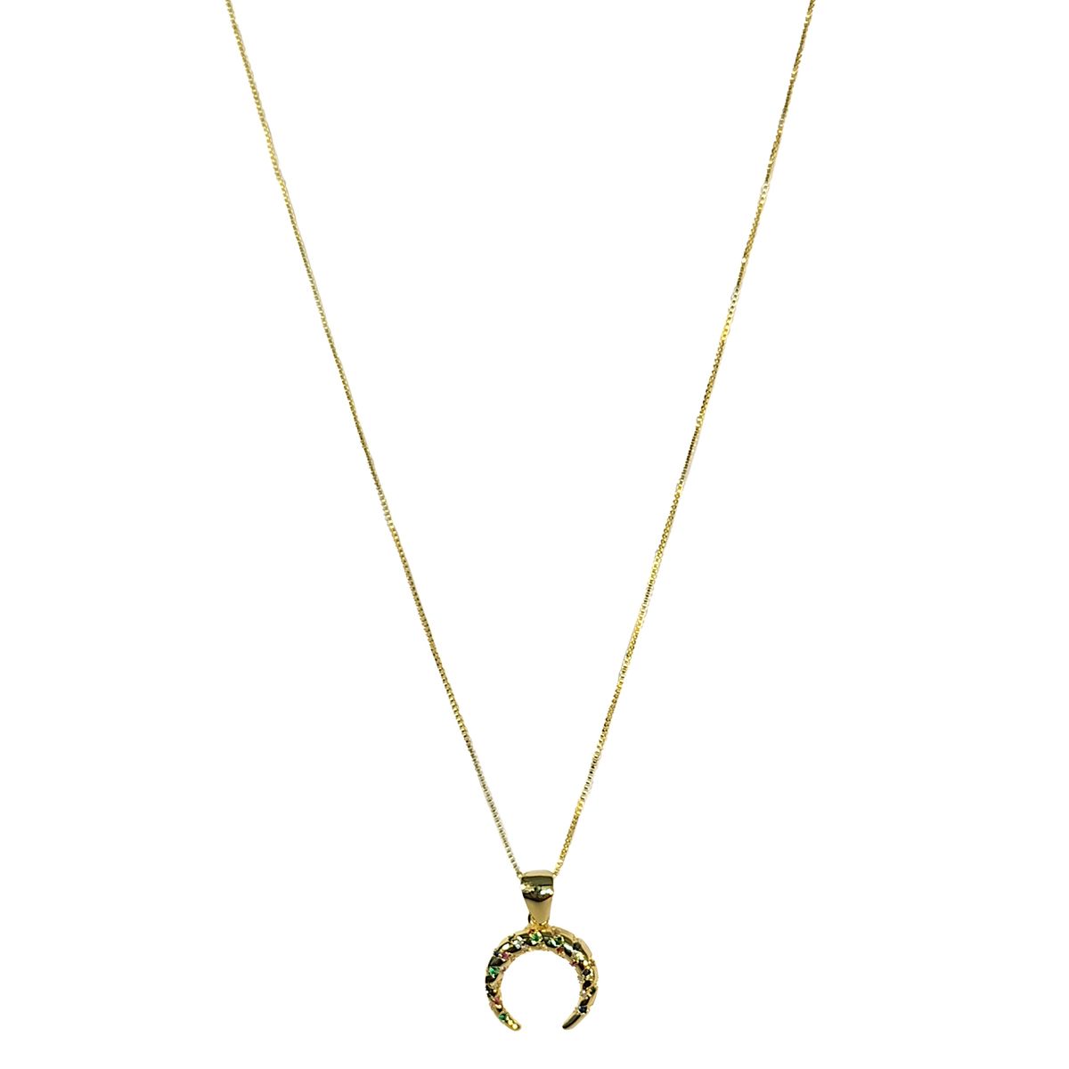 COGGIOLA - Collar Luna Invertida Circones Colores Enchapado Oro 18K