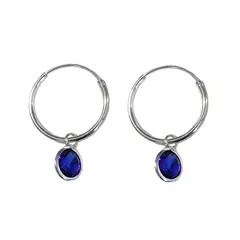 ANDREA COGGIOLA JOYAS - Aros Argolla Circón Azul Colgante Plata Fina 925