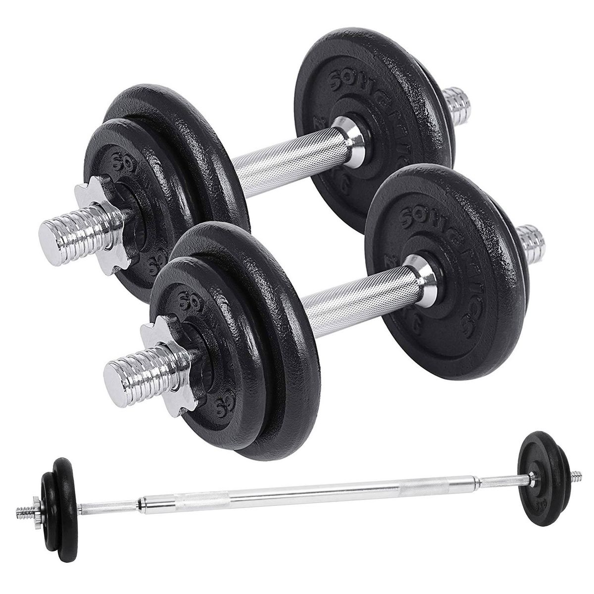 ATLETIS - Set Barra Mancuernas Atletis Metal 50kg Negro