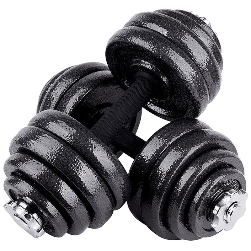 ATLETIS - Set Barra Mancuernas Atletis Metal 20kg Negro