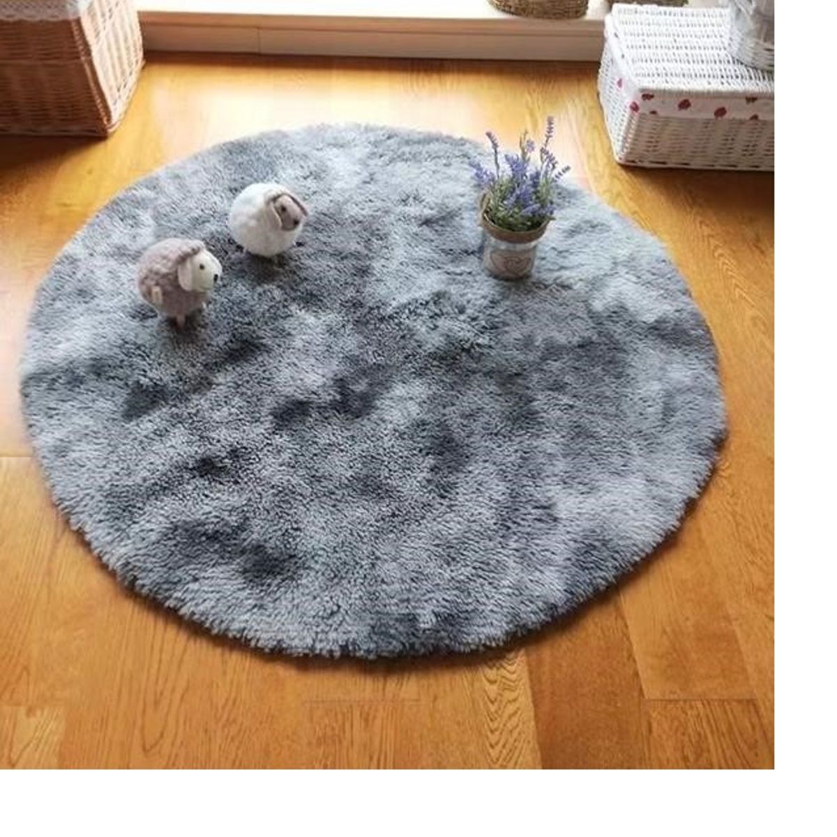 GENERICO - Alfombra redonda 120 x 120 Gris jaspeado