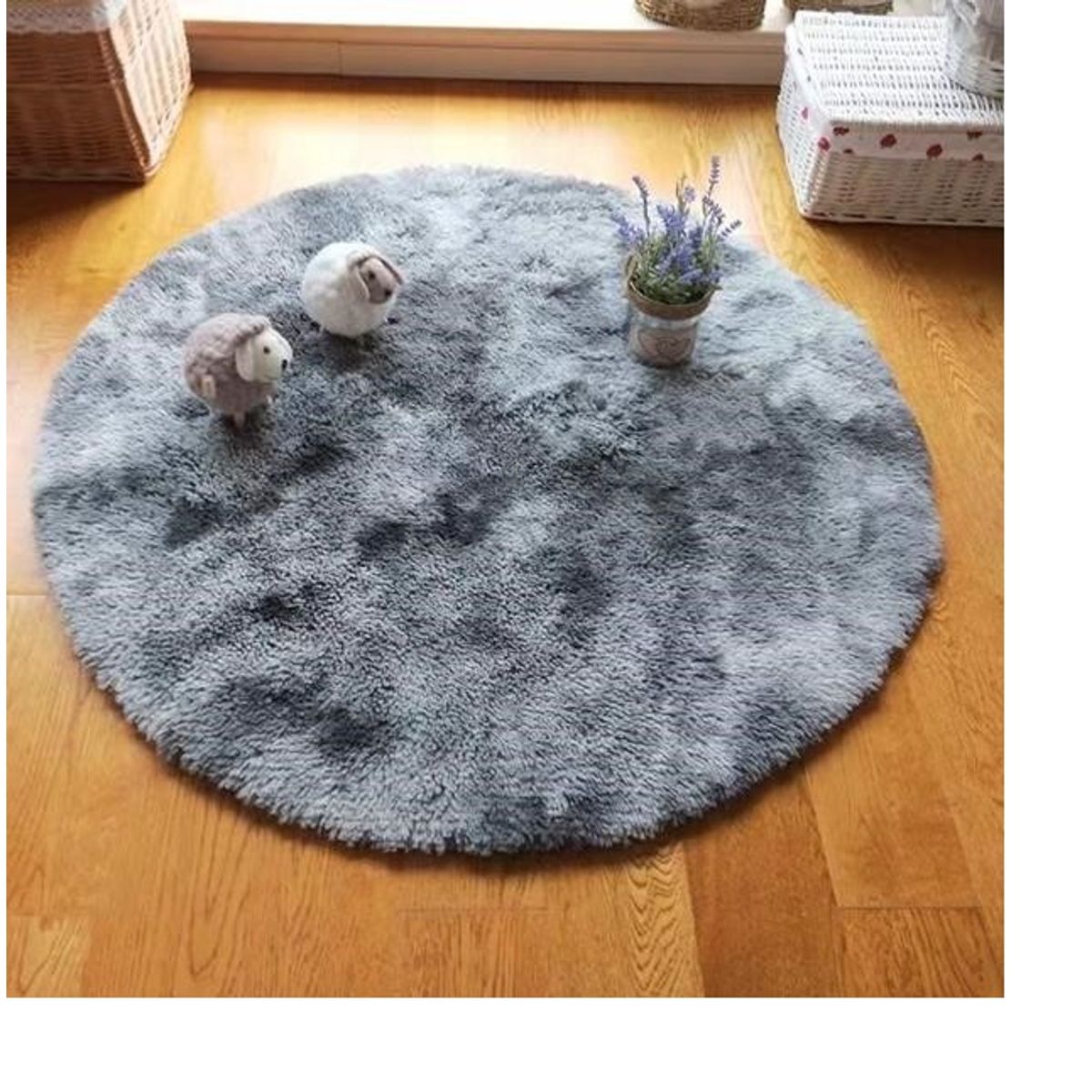 GENERICO - Alfombra redonda 120 x 120 Gris jaspeado