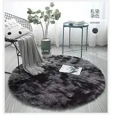 GENERICO - Alfombra redonda 120 x 120 Negro Jaspeado