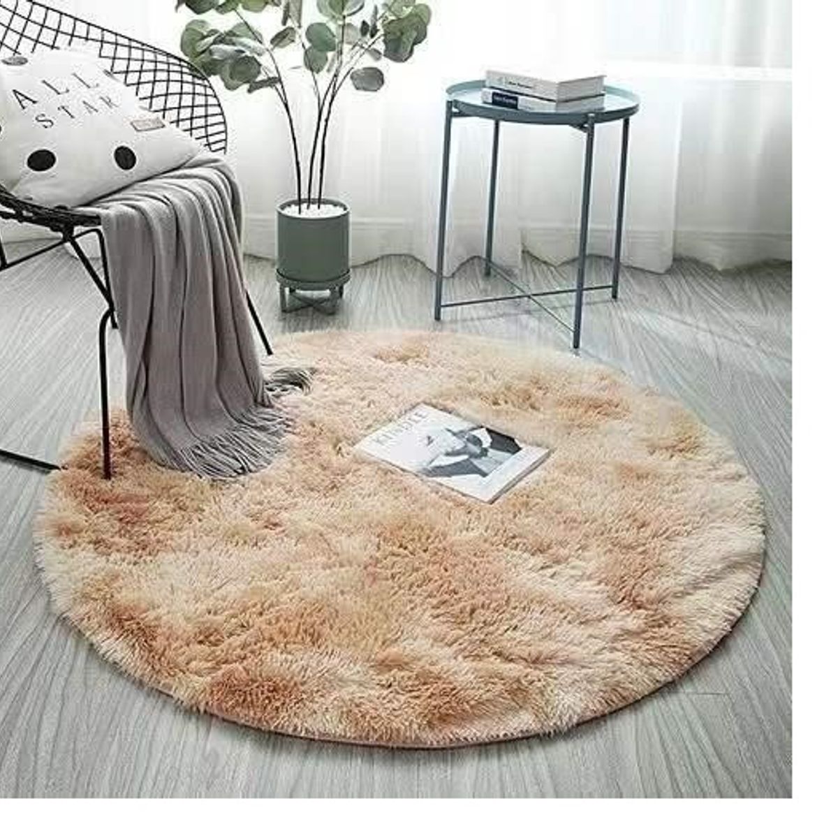 GENERICO - Alfombra redonda 120 x 120  jaspeada Beige