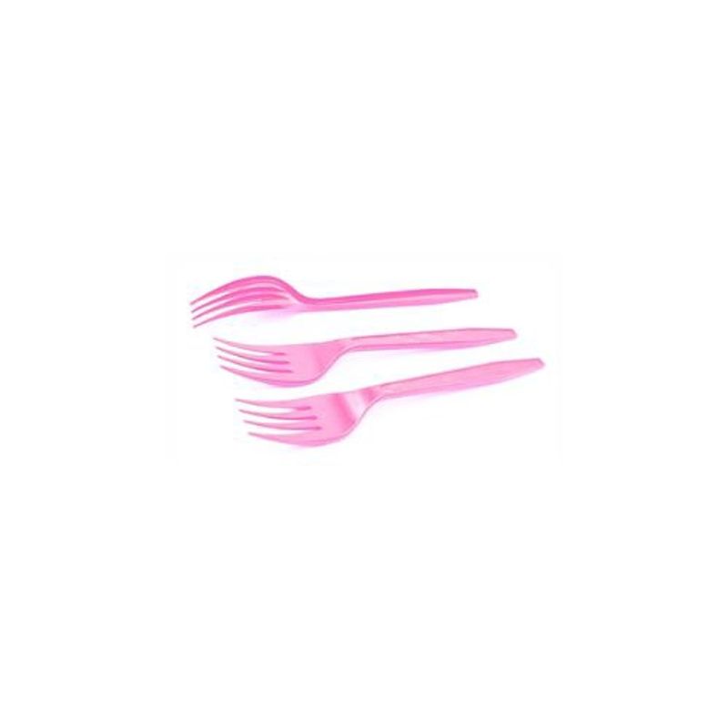 GENERICO - Tenedor Plastico Rosa 16cm 12pcs