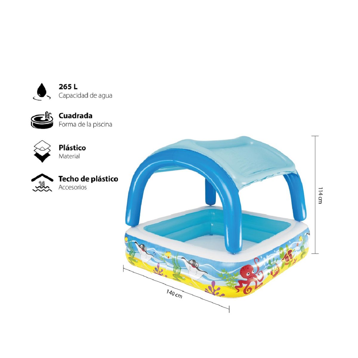 BESTWAY - PISCINA TECHO DESMONTABLE INFLABLE 140 X 140 X 114 CM