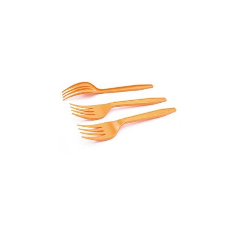 GENERICO - Tenedor Plastico Naranja 16cm 12pcs