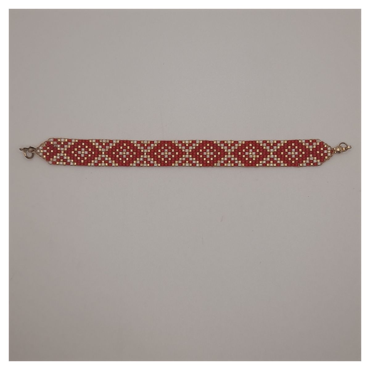 CAT JOYAS - Pulsera Miyuki roja dorada blanco