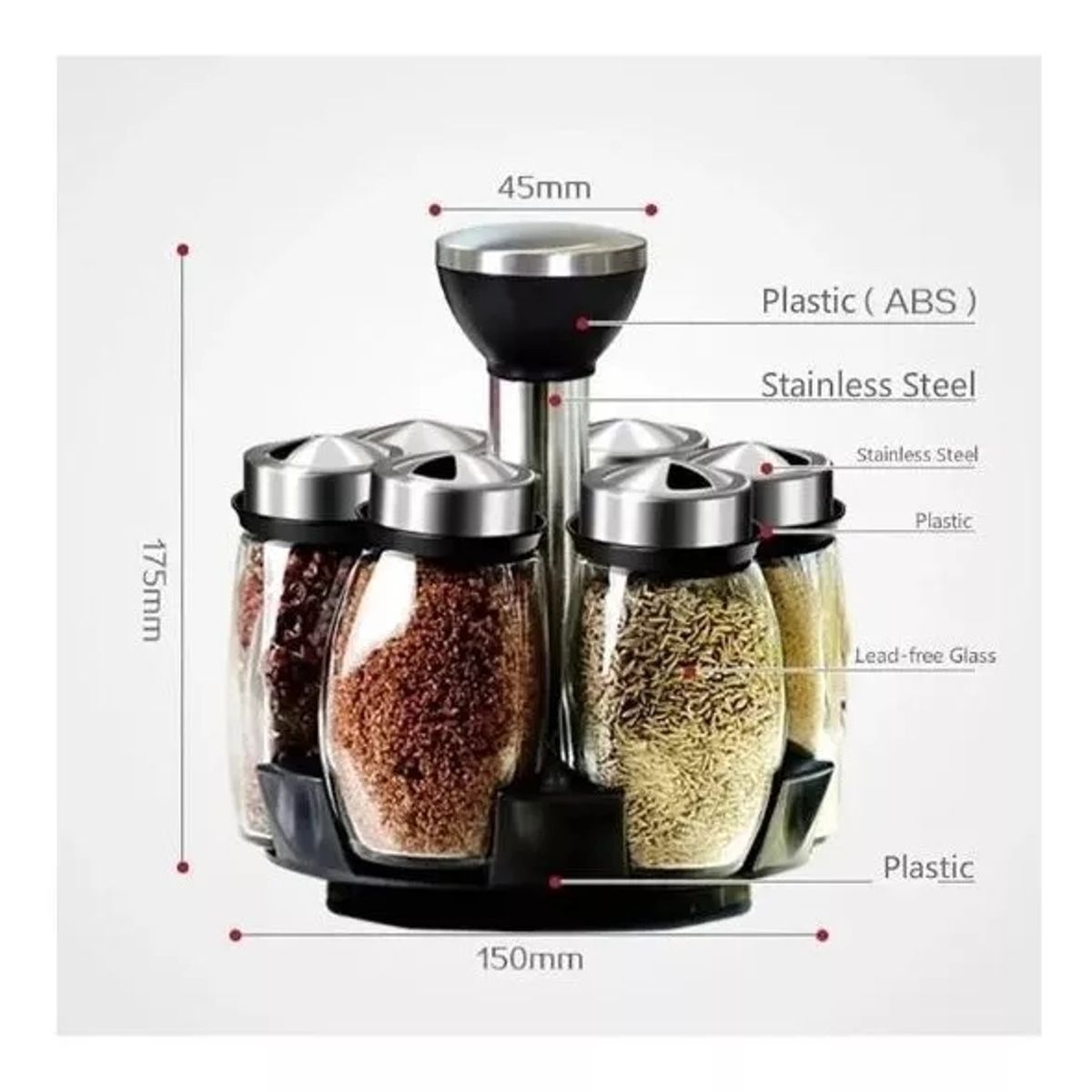 GENERICO - Set Especiero Condimento Giratorio 360 Premium