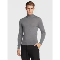 CALVIN KLEIN - Sweater Cuello Alto Merino Mock Gris