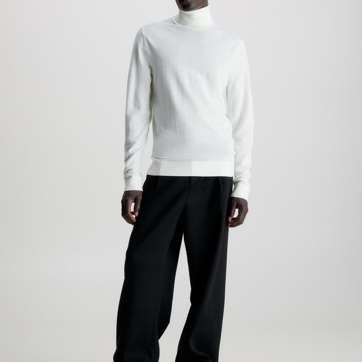 CALVIN KLEIN - Sweater Cuello Alto Merino Blanco Calvin Klein