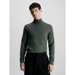 CALVIN KLEIN - Sweater con Cierre Merino Quarter Verde
