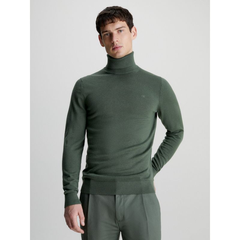 CALVIN KLEIN - Sweater Cuello Alto Merino Verde Calvin Klein