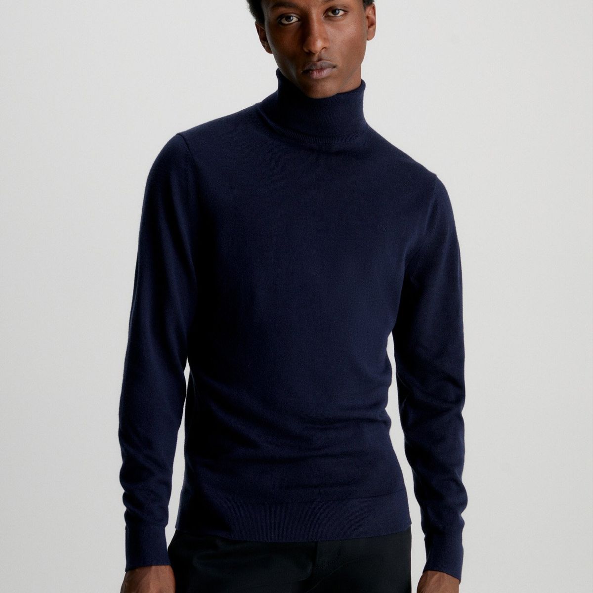 CALVIN KLEIN - Sweater Cuello Alto Merino Azul Calvin Klein