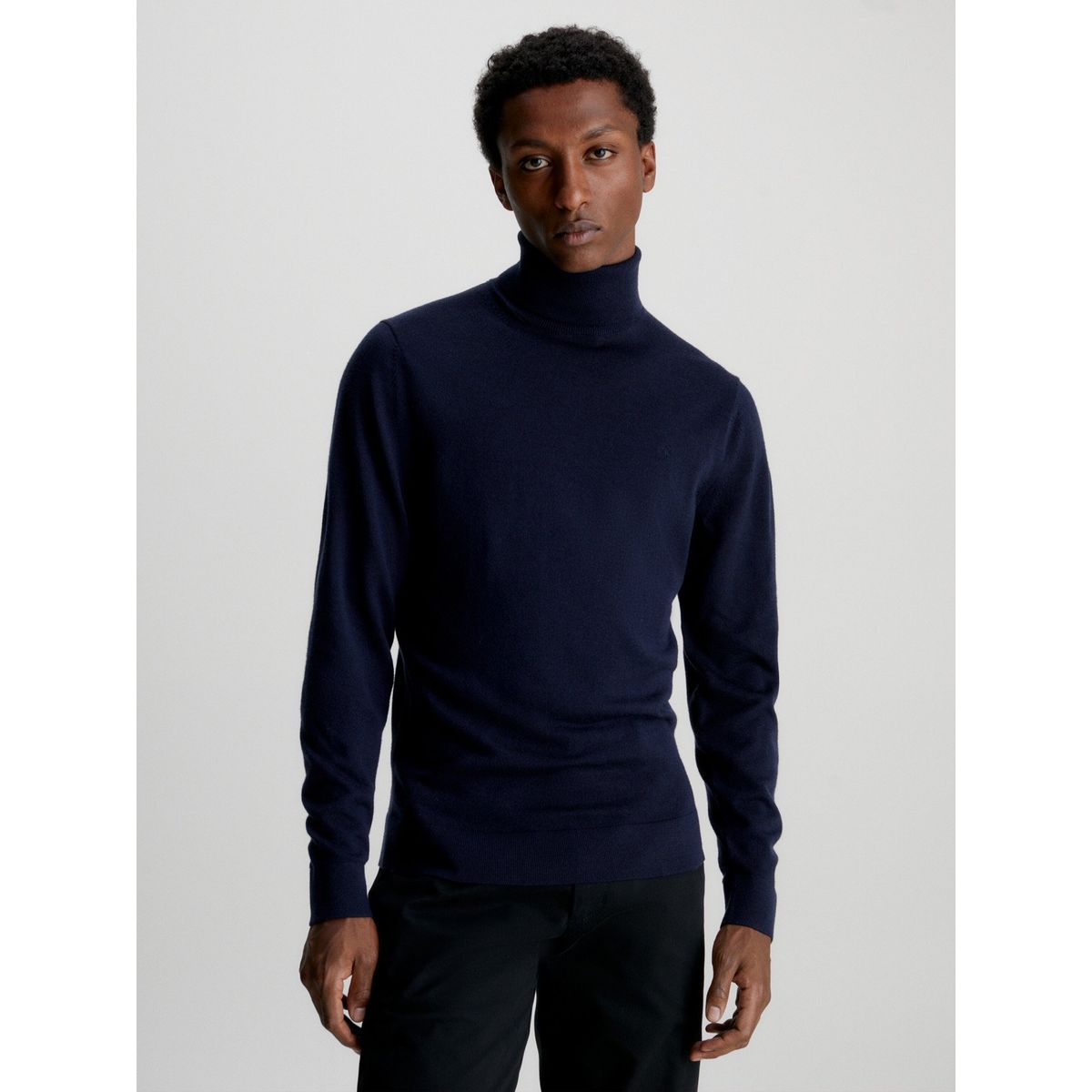 CALVIN KLEIN - Sweater Cuello Alto Merino Azul Calvin Klein