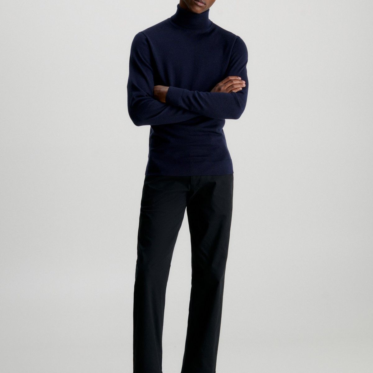 CALVIN KLEIN - Sweater Cuello Alto Merino Azul Calvin Klein