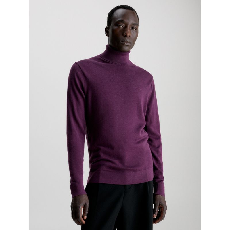 CALVIN KLEIN - Sweater Cuello Alto Merino Morado Calvin Klein