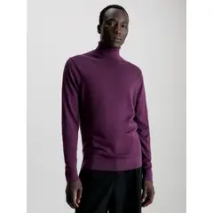 CALVIN KLEIN - Sweater Cuello Alto Merino Morado