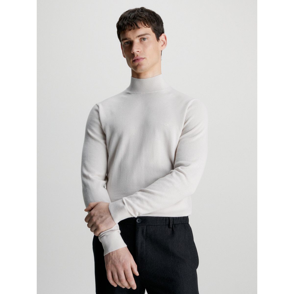 CALVIN KLEIN - Sweater Cuello Alto Merino Crema Calvin Klein ACE
