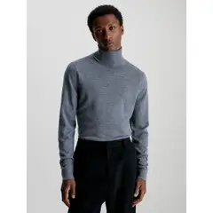 CALVIN KLEIN - Sweater Cuello Alto Merino Gris