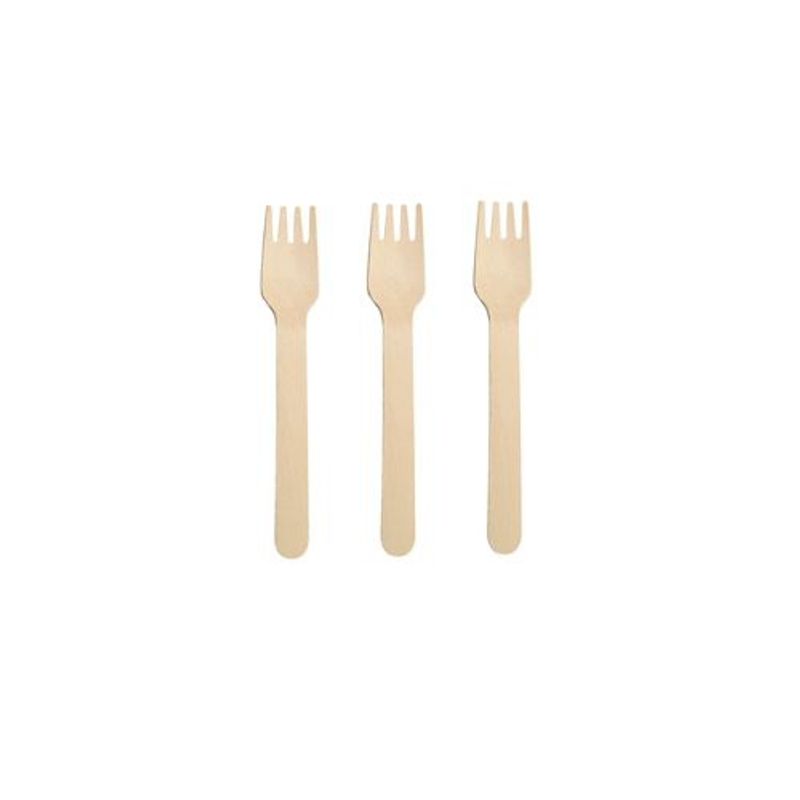 GENERICO - Tenedor De Madera Amarillo 14cm 12pcs
