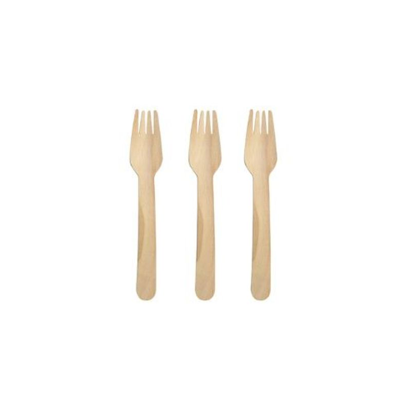 GENERICO - Tenedor De Madera Amarillo 16cm 12pcs