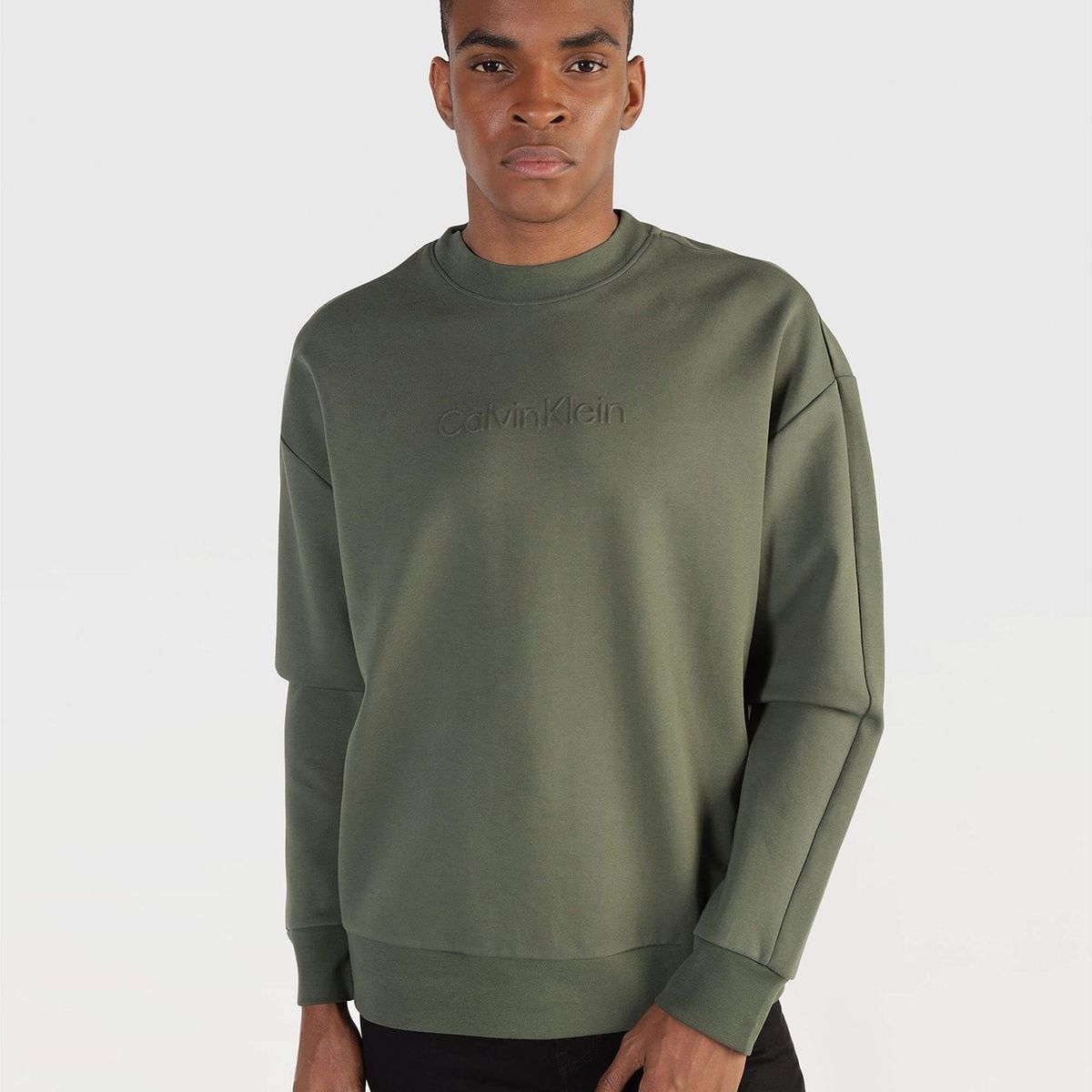 CALVIN KLEIN - Polerón Embossed Logo Comfort Verde Calvin Klein