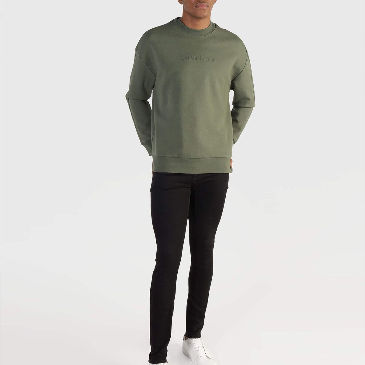 CALVIN KLEIN - Polerón Embossed Logo Comfort Verde Calvin Klein