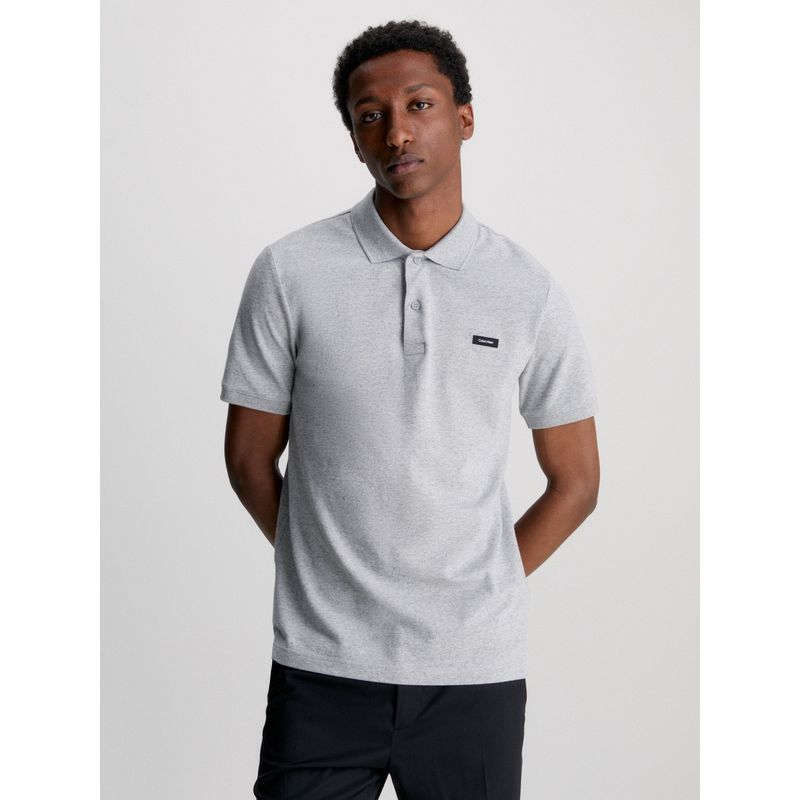 CALVIN KLEIN - Polo Stretch Slim Button Gris Calvin Klein