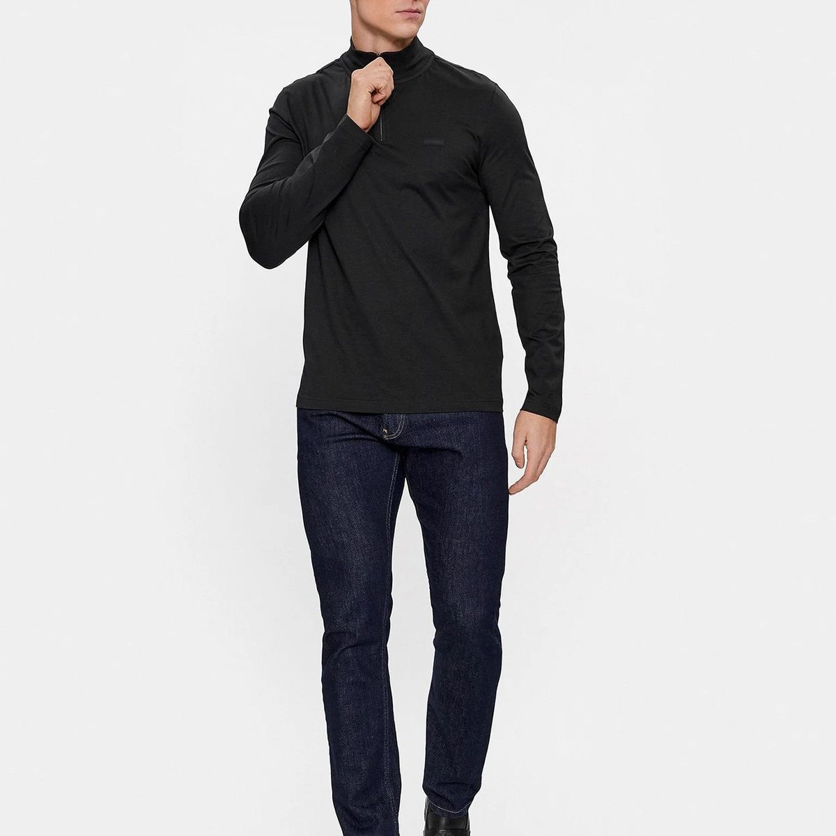 CALVIN KLEIN - Polera Ls Smooth Cotton Negro Calvin Klein