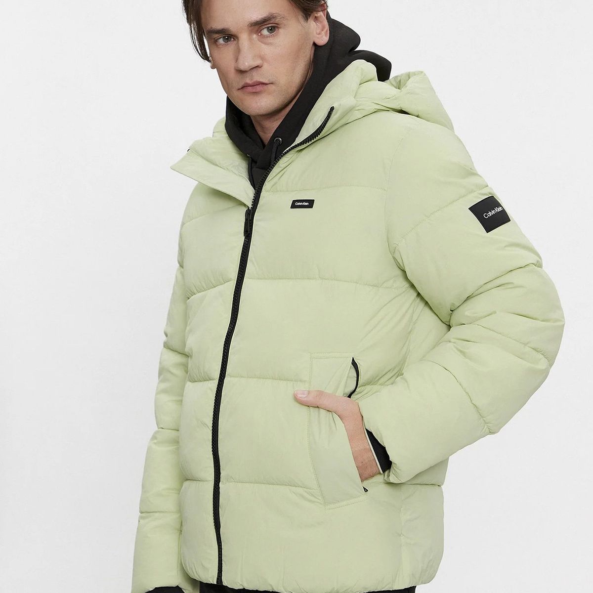 CALVIN KLEIN - Parka Crinkle Nylon Puffer Verde Calvin Klein