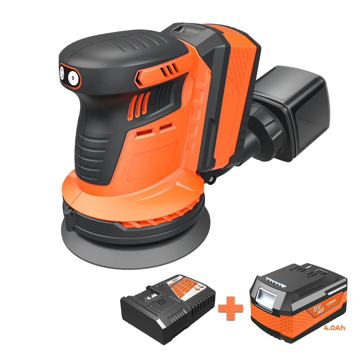 FLOWMAK - Lijadora Rotorbital inalámbrica 2 set de lijas Bat y carg