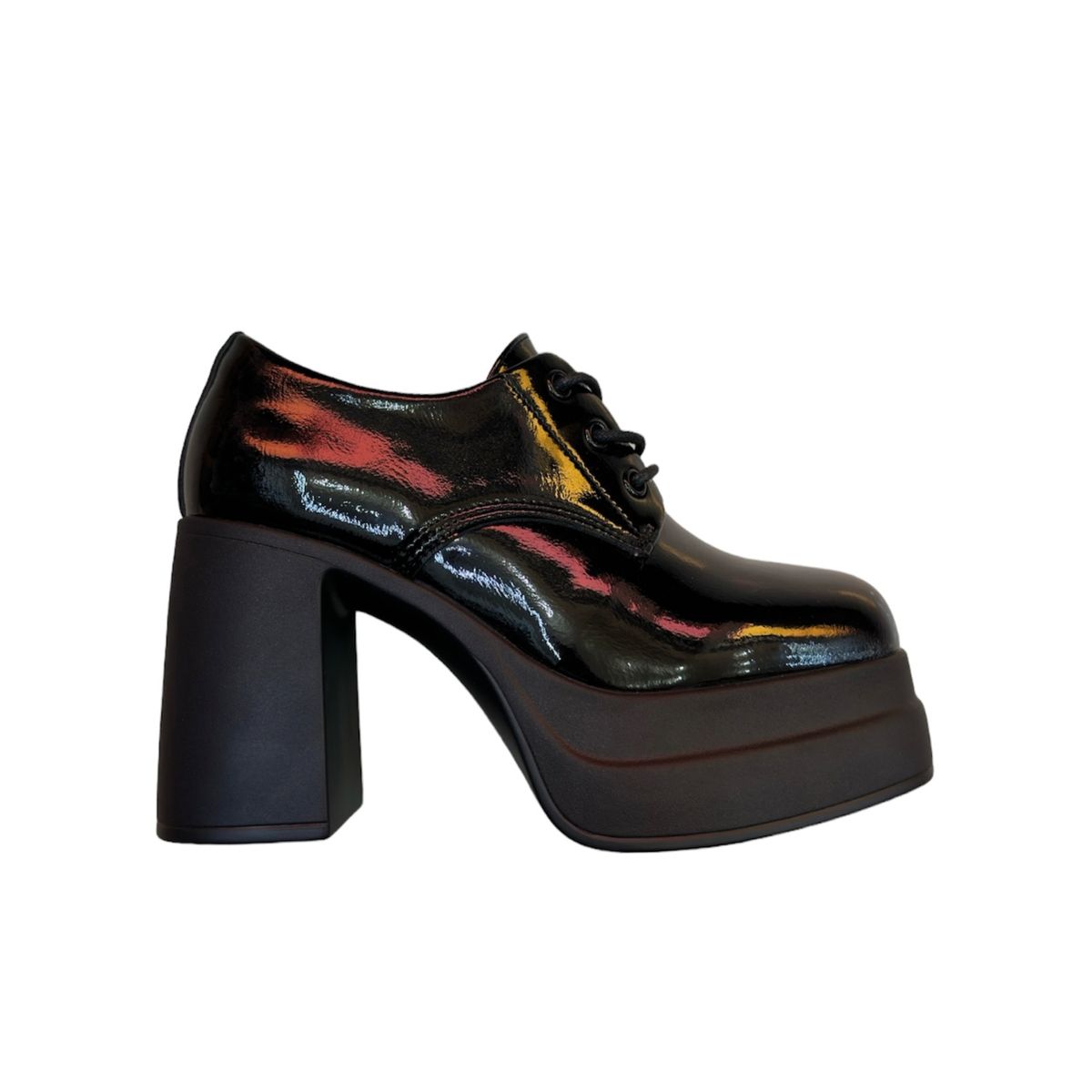 HTL - Botín de Mujer Charol Negro Plataforma E-11