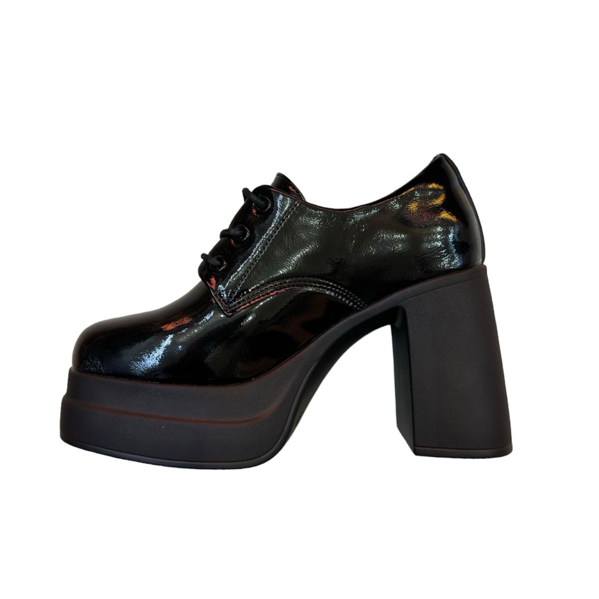 HTL - Botín de Mujer Charol Negro Plataforma E-11