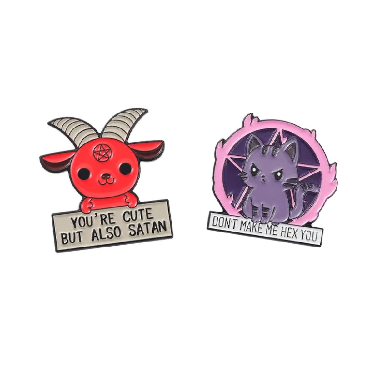 GENERICO - Pack broche Pin divertidos gatito malvado y Baphomet sweet