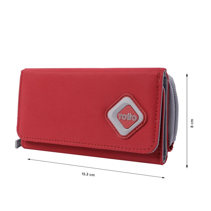 TOTTO - Totto Billetera para Mujer  con Tarjetero Antirrobo RFID Roja Varuna