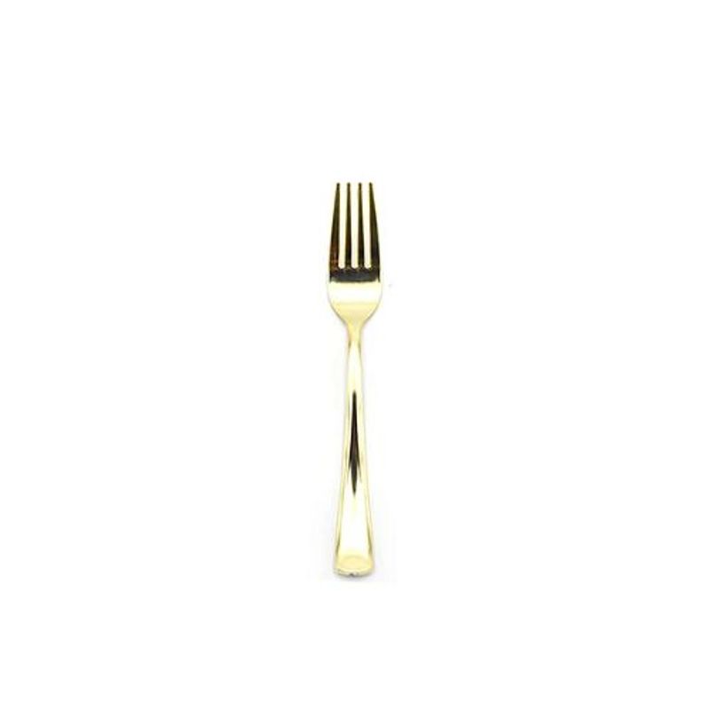 GENERICO - Tenedor Plastico Color Dorado 6pcs 18cm
