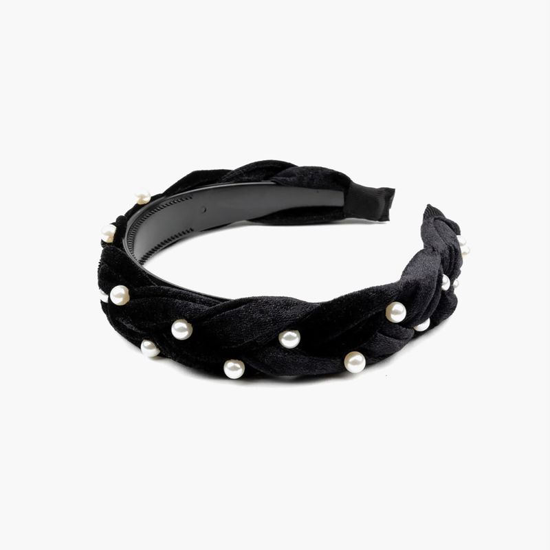 LOUNGE - Cintillo Mujer Perlas Negro