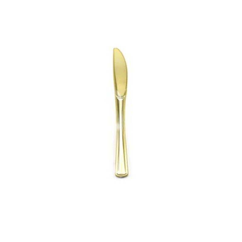 GENERICO - Cuchillo Plastico Color Dorado 6pcs 20cm