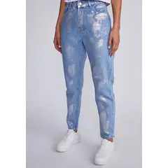 SIOUX - Jeans Mujer Azul Mom Metalizados