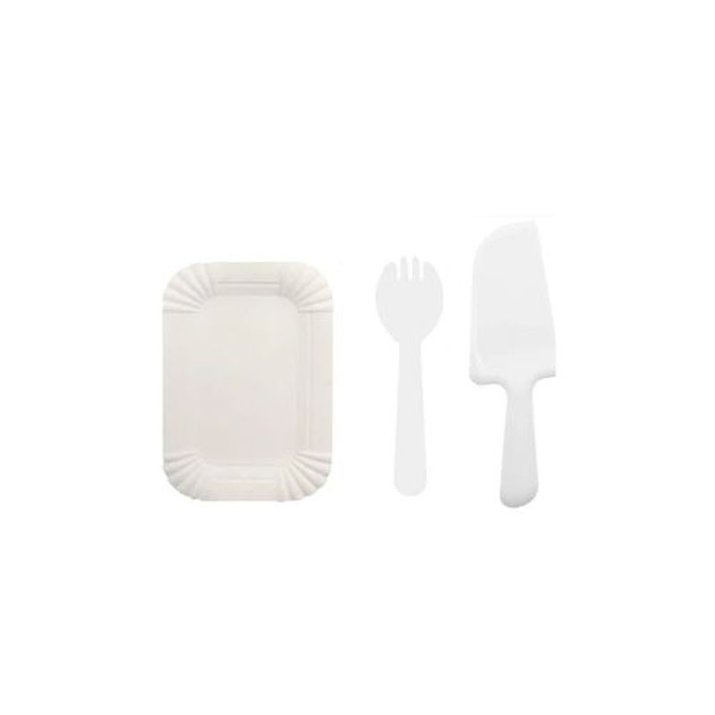 GENERICO - Juego De Platos y Cubiertos De Cumpleaños 13pcs Blanco