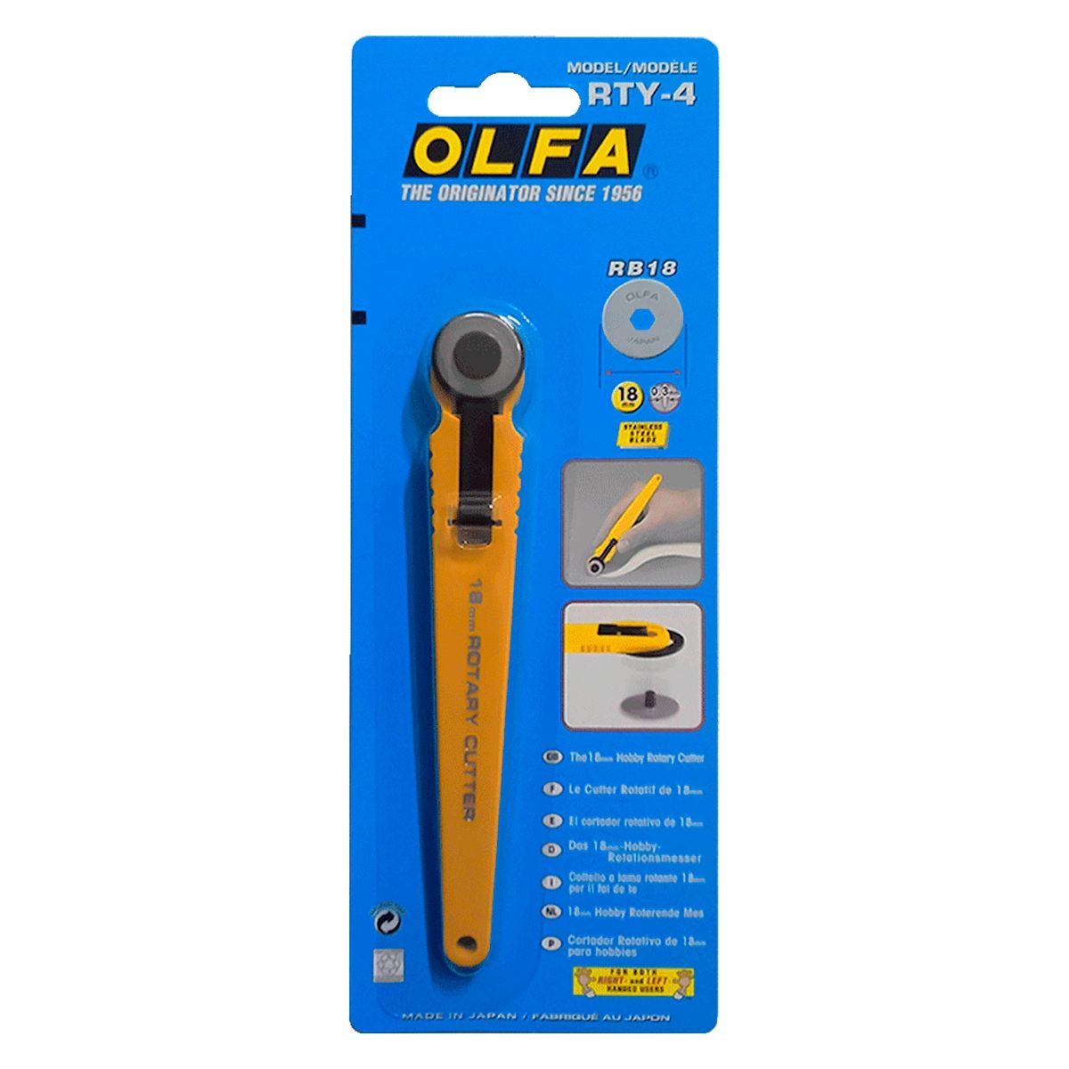 OLFA - Cuchillo Rotativo 18mm para Tela RTY-4 Olfa