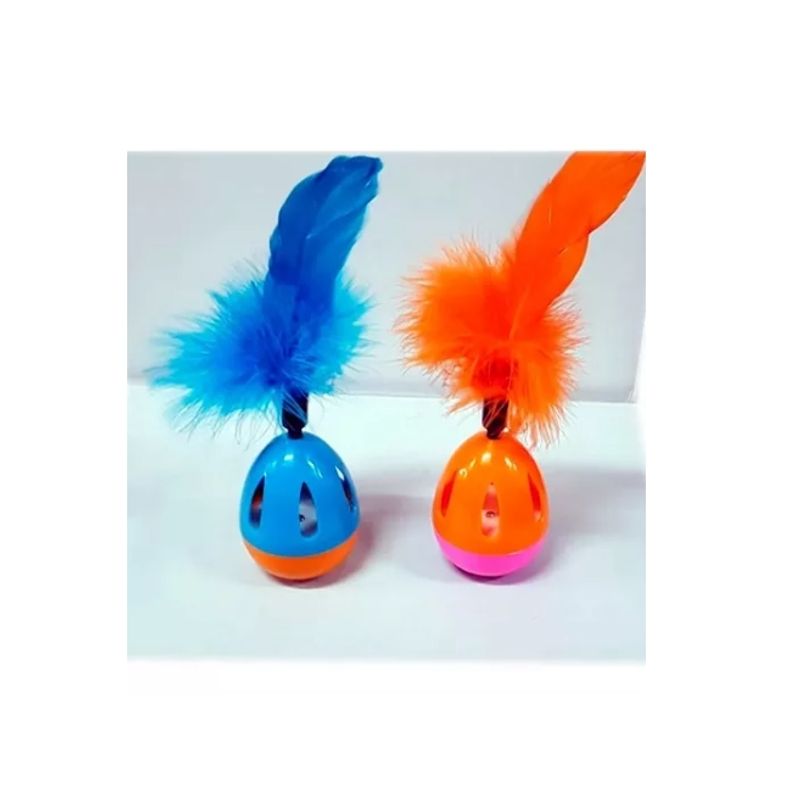 GENERICO - Juguete Para Gatos Huevo Equilibrista Con Pluma Y Cascabel