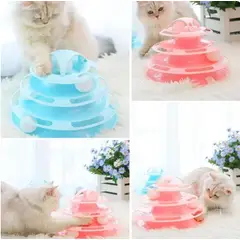 GENERICO - Juguete Didáctico Torre De Gatos De 4 Niveles Y 4 Pelotitas.