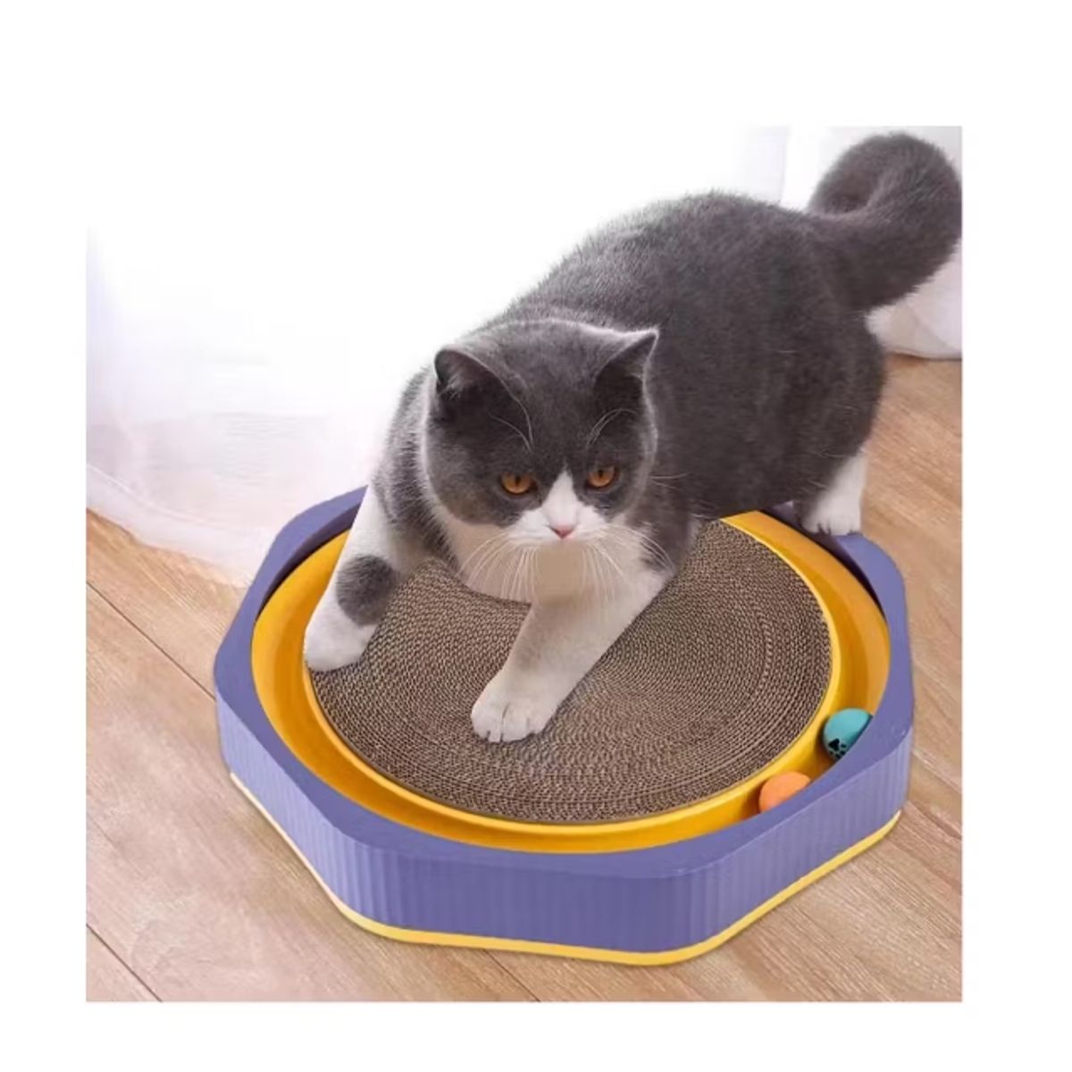 GENERICO - Tabla De Rascar Para Gato Redondo Resistente Con Pelotas