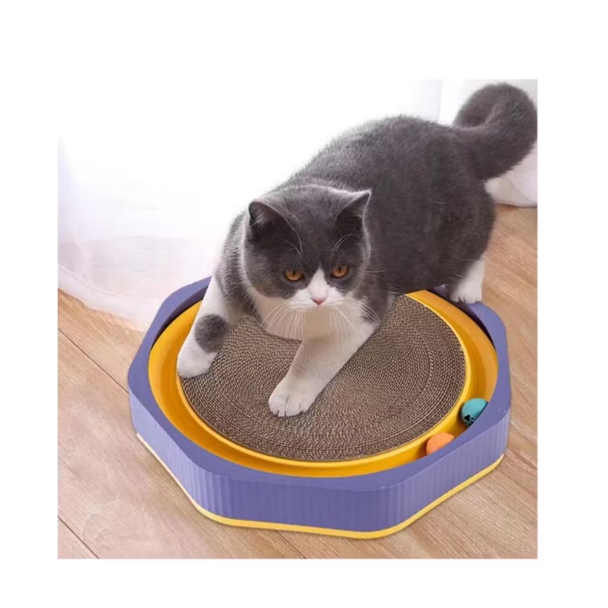 GENERICO - Tabla De Rascar Para Gato Redondo Resistente Con Pelotas