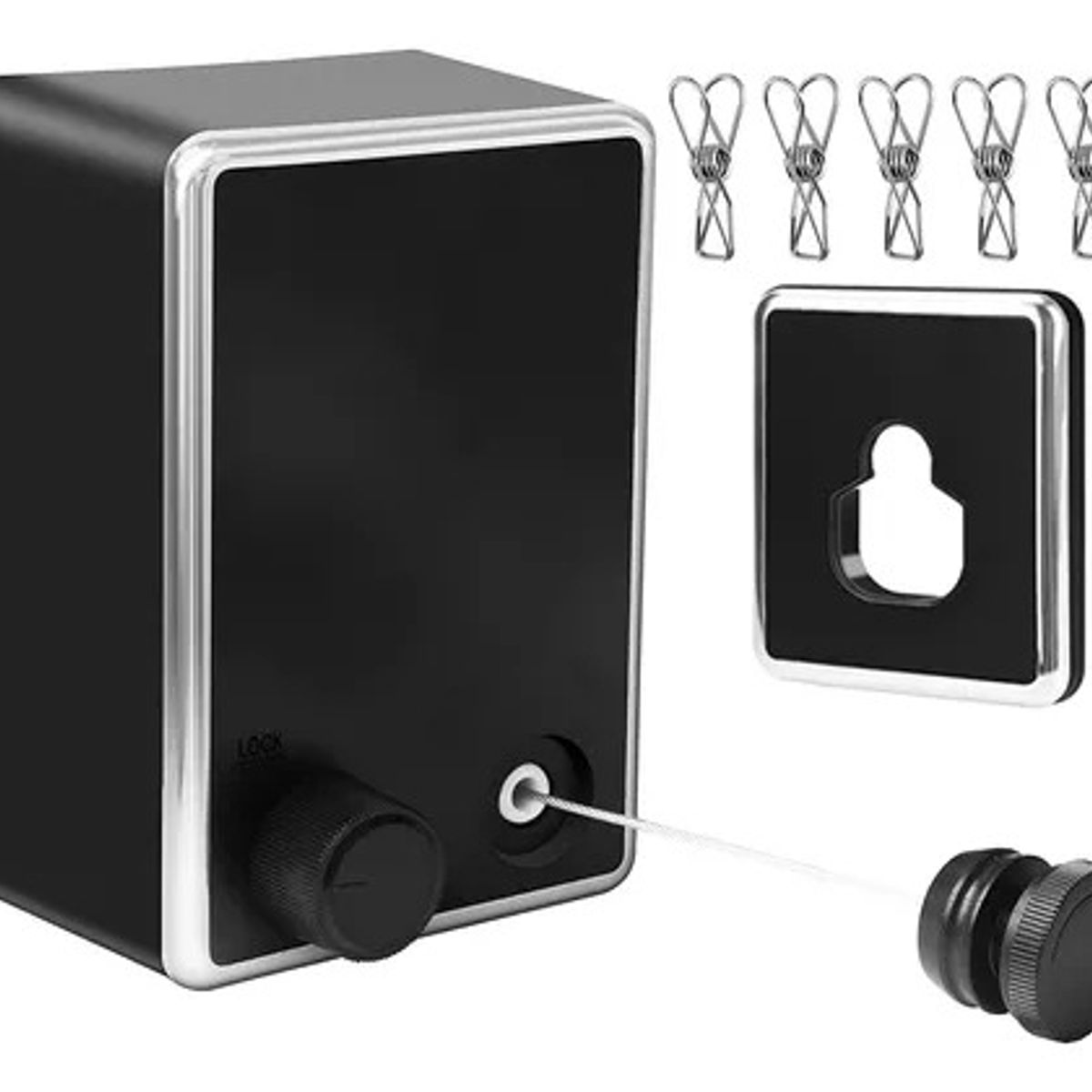 GENERICO - Tendedero Retractil Para Interior Y Exterior 42m Negro