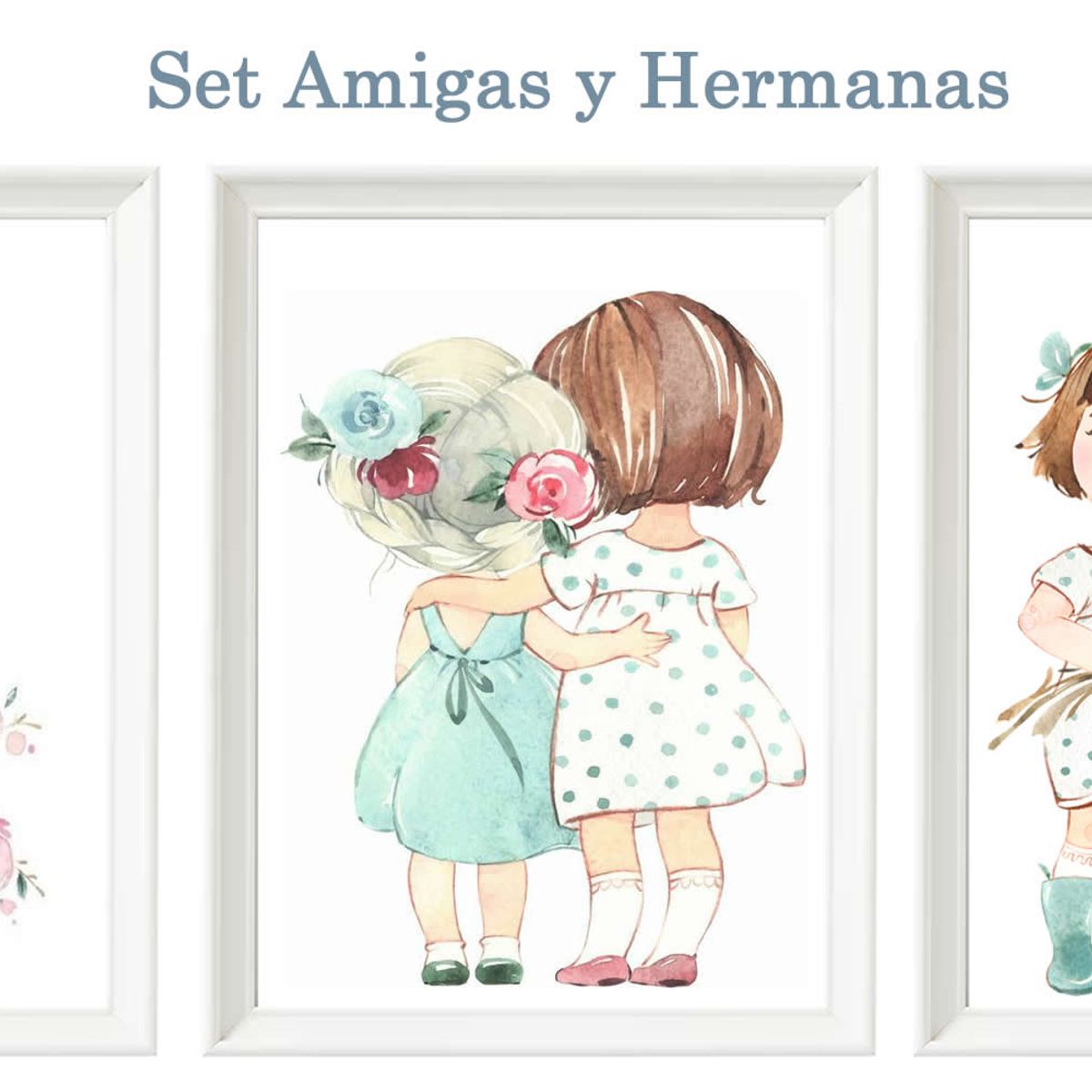 DECORACION CREATIVA - Set Cuadro infantil niña Amigas y Hermanas