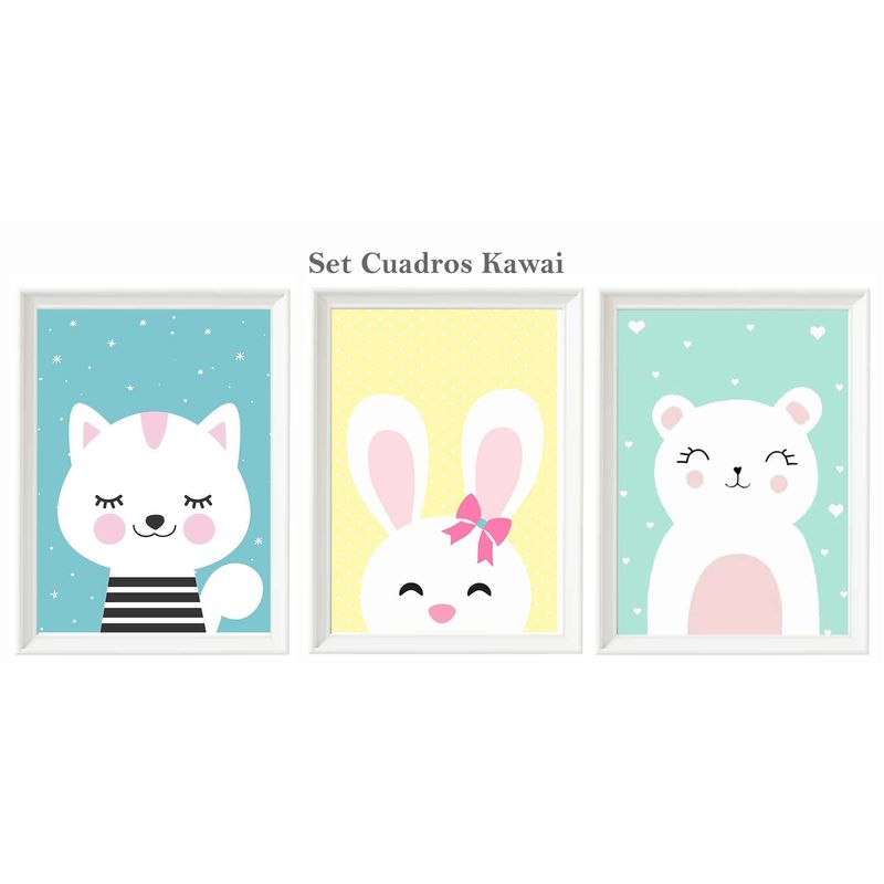DECORACION CREATIVA - Set Cuadro Infantil niña Animales Kawai